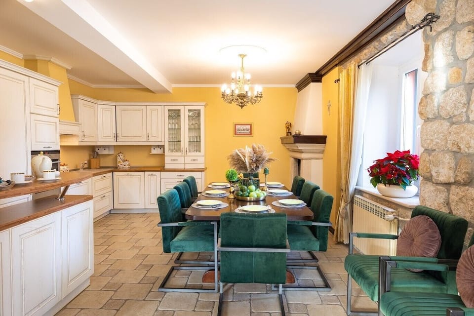 Dining room on the ground floor of a Croatia luxury family villa Red Rose for vacation and rent
