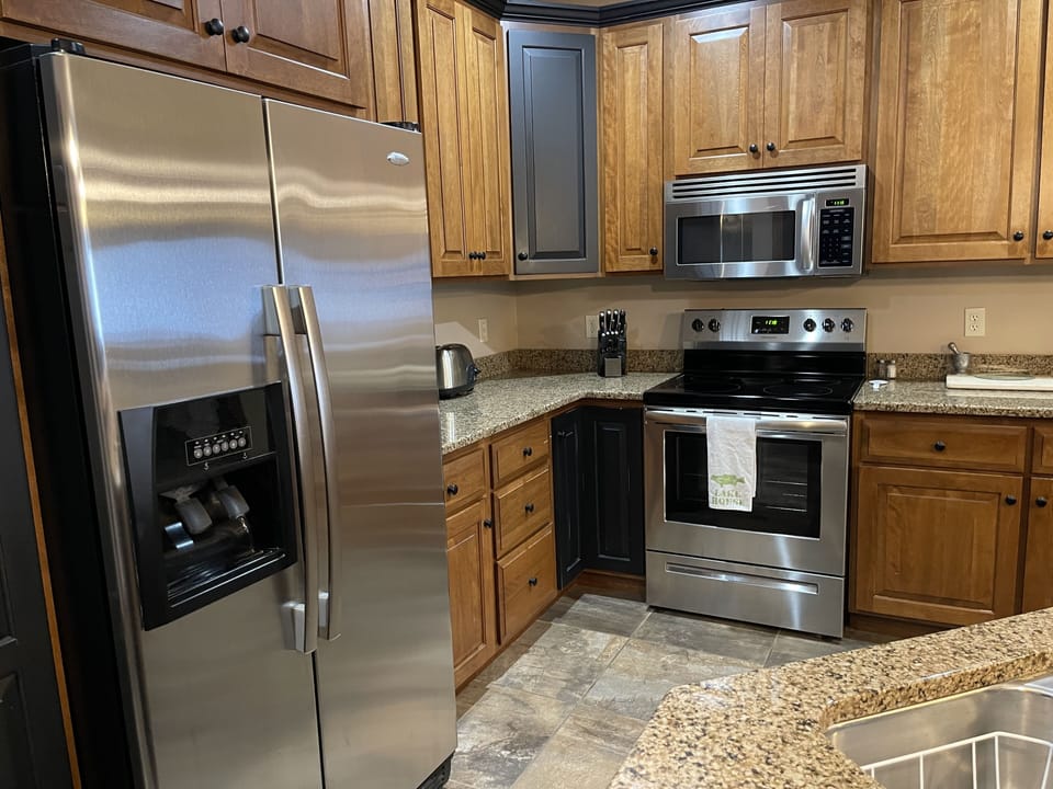 Kitchen with stainless steel appliances