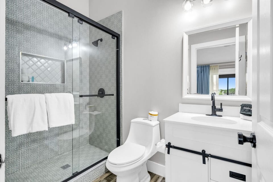 Full Bath #1 | Refresh in your private bathroom with walk-in shower, towels, and toiletries