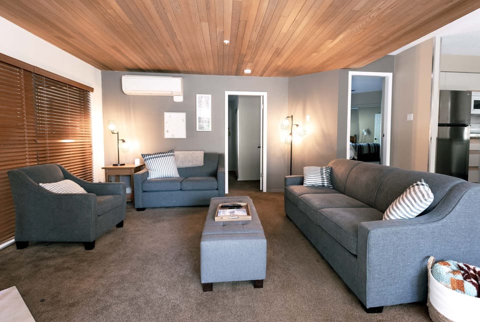 spacious living room with sofa bed