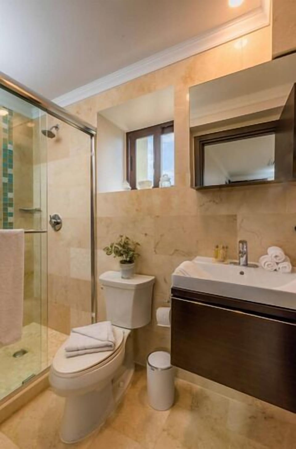 A bathroom complete with facility.