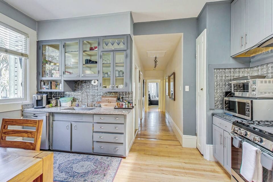 open kitchen.  everything you need to enjoy leftovers or make yourself a meal.