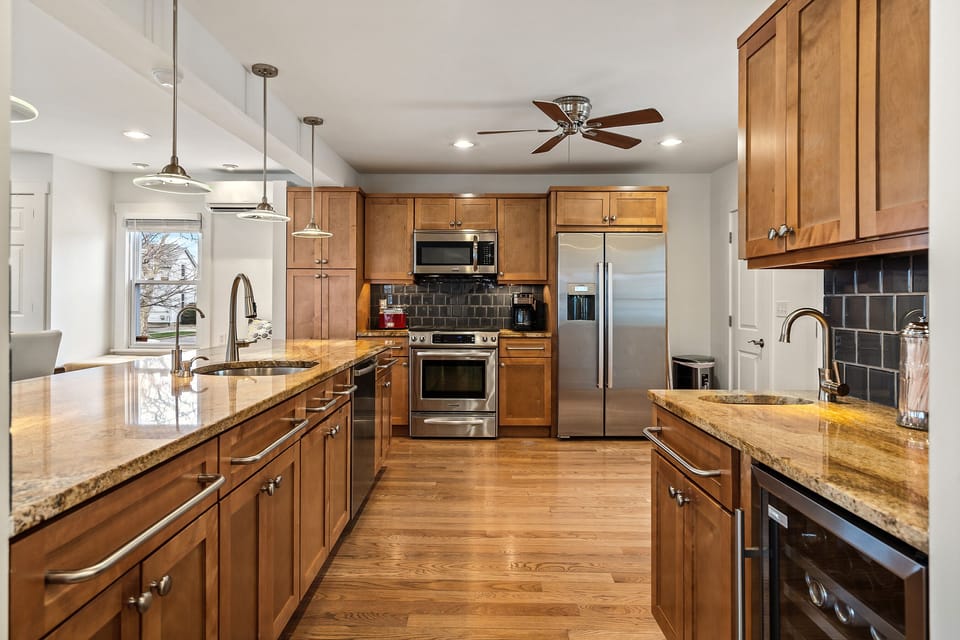 Kitchen view from front door entrance