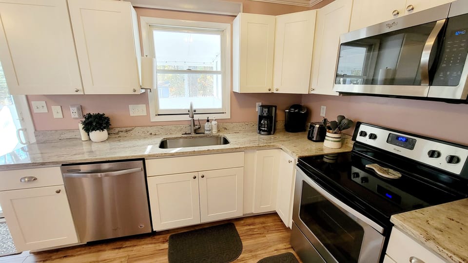Stainless steel appliances, coffee pot & keurig, crockpot 