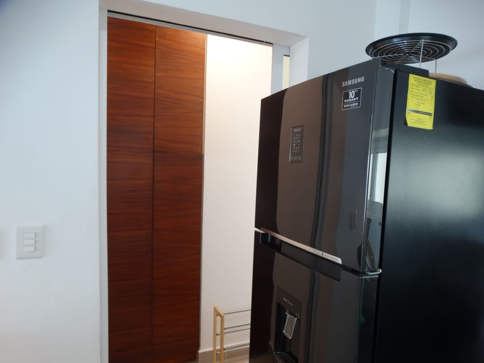 A family size fridge/freezer.