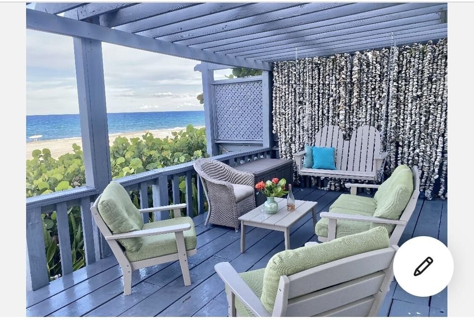 Porch seating, cozy swing for two