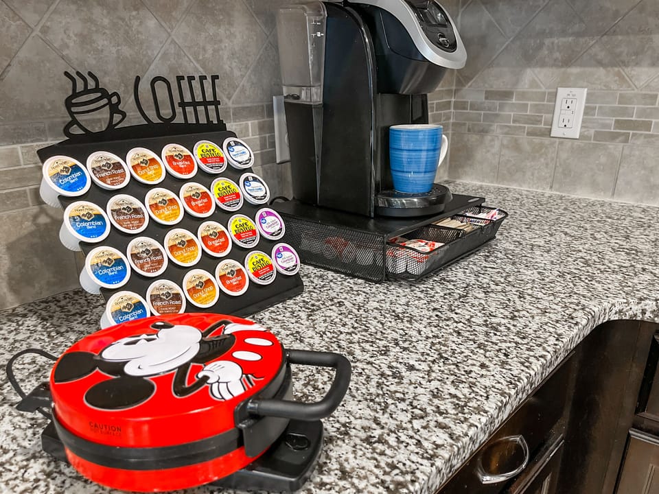 We provide Keurig coffee pods for you - and some themed appliances! :)