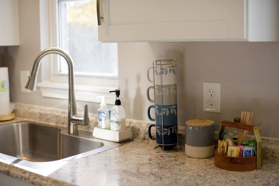 Our coffee/tea bar is stocked. 