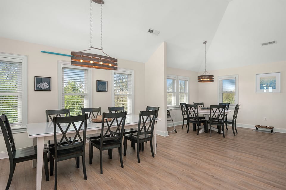 Plenty of seating at TWO large dining room tables
