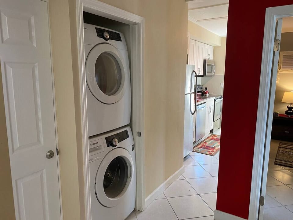 Full size washer and dryer in unit.  No sharing!
