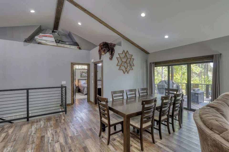 Dining table has seating for 8