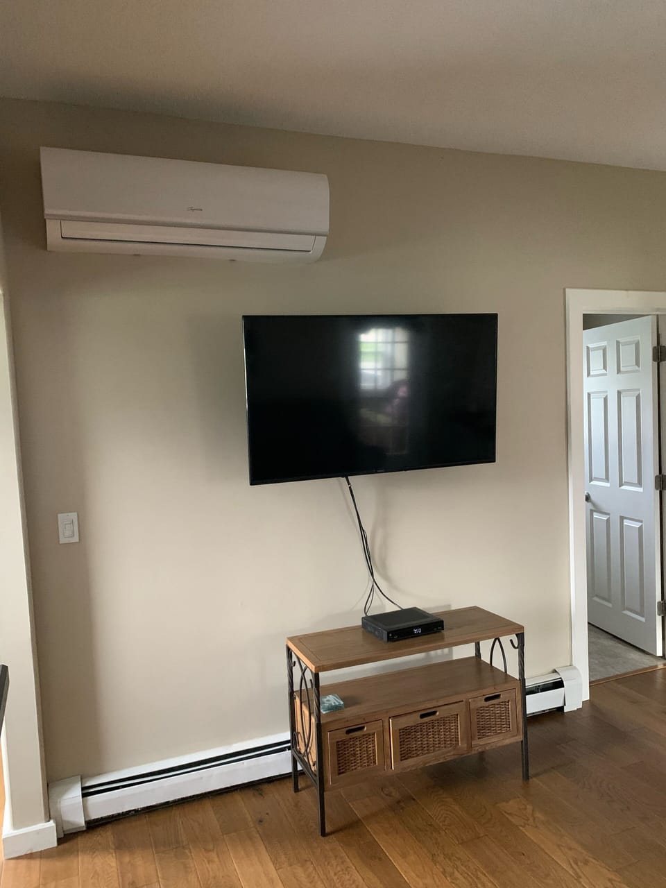 The split A/C unit in living room