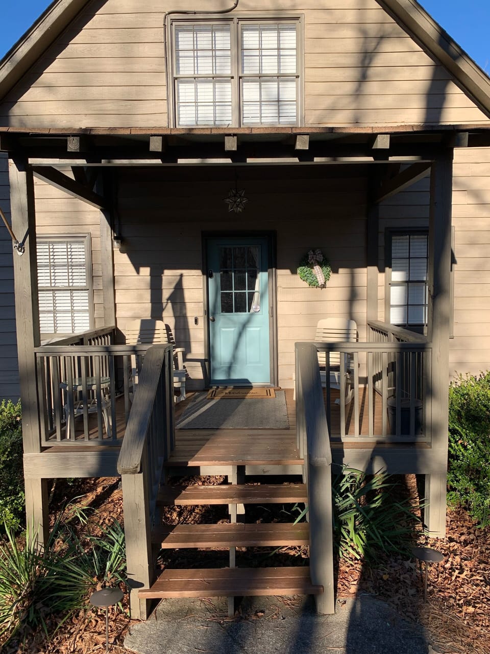 Front porch with handmade rocking chairs