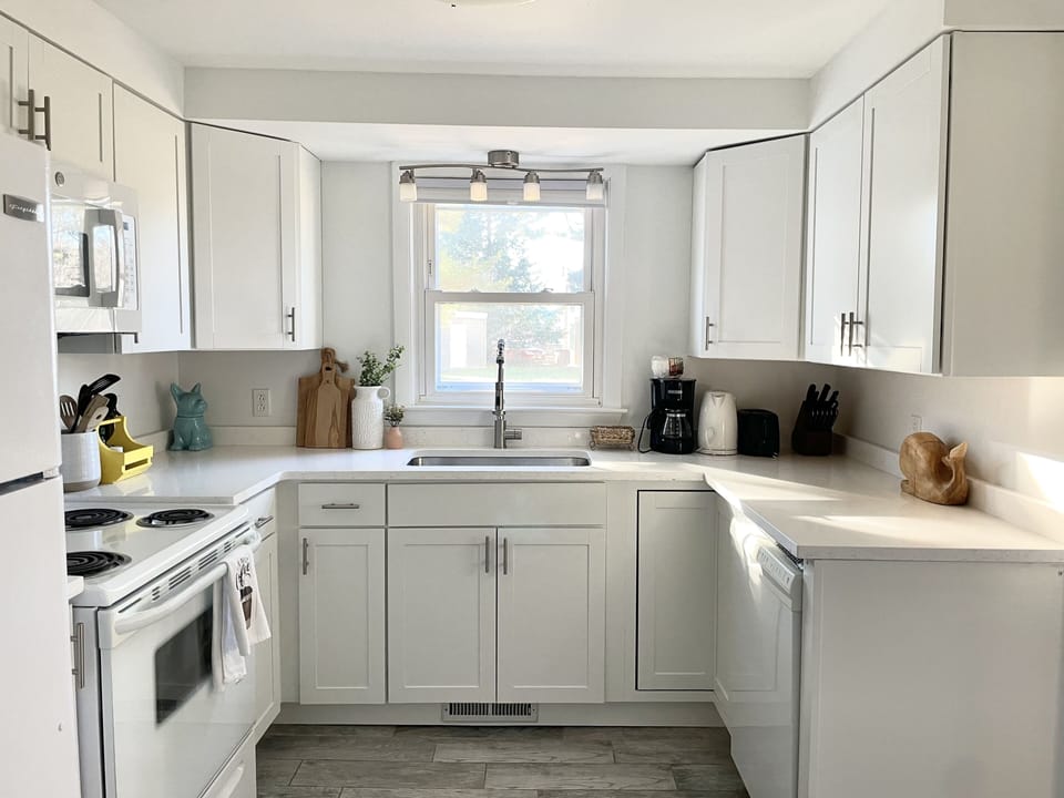 We have a clean and good size kitchen to make a family meal. 