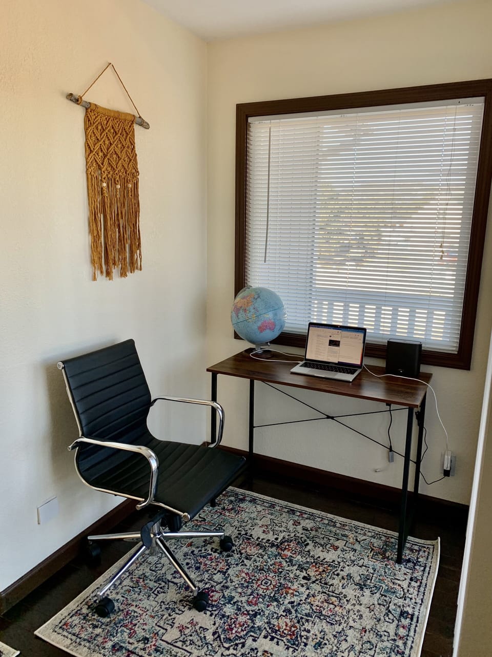 Office nook located in a quiet spot upstairs next to balcony