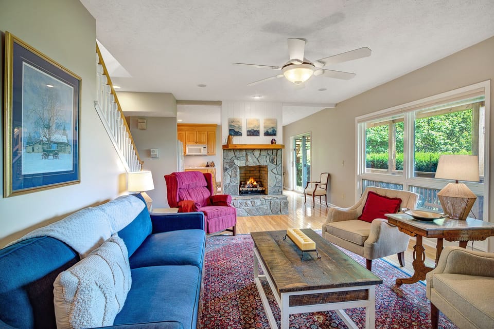 Lower level family room with gas fireplace 