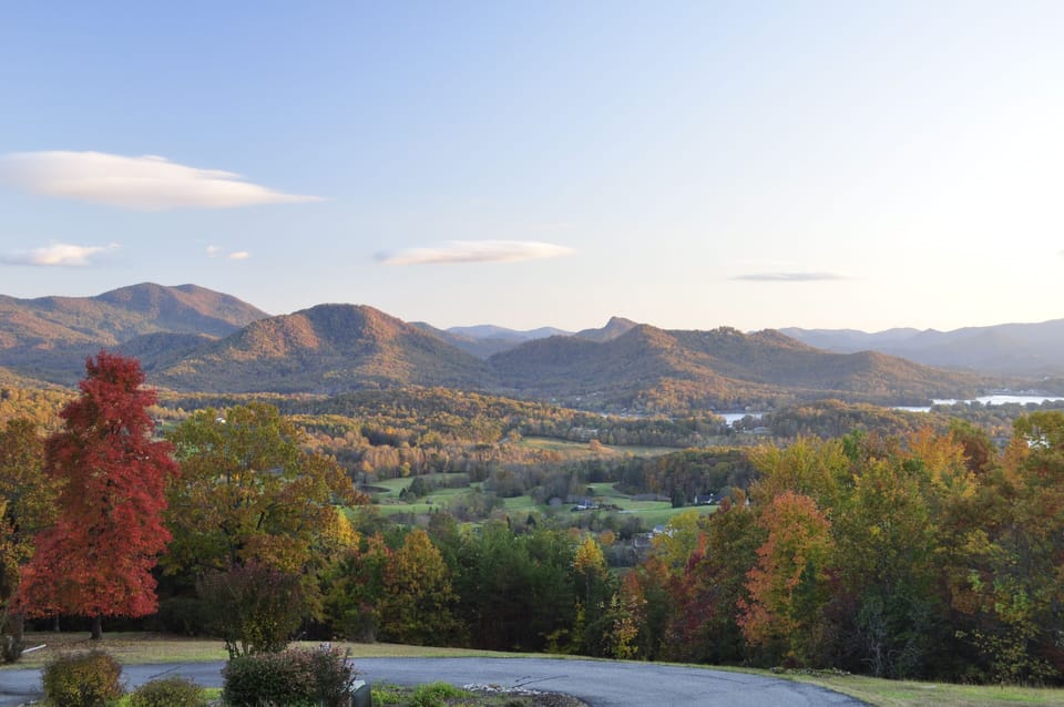 From the front porch over looking Mountain Harbour Golf Course with Lake Chatuge