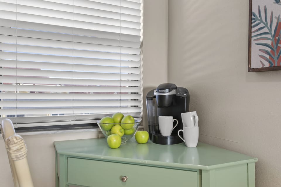 Coffee or office space with a Keurig coffee maker and drip coffee too