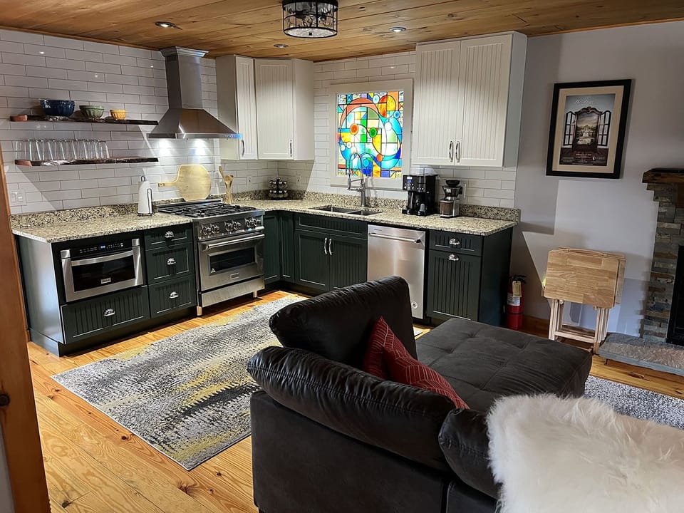 Living room/chef's kitchen connected.