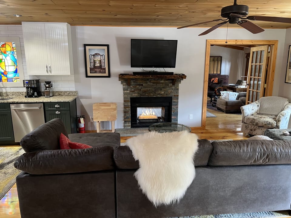 Living room with fireplace.
