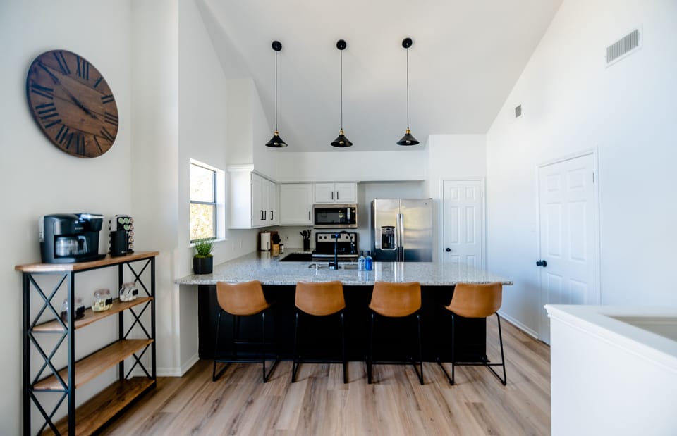 Sip your morning brew at the kitchen peninsula and get energized for your day.
