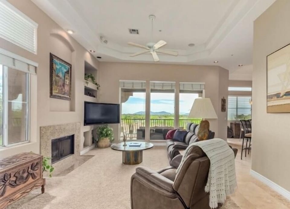 Living Room with stunning views of Camelback Mtn and golf course