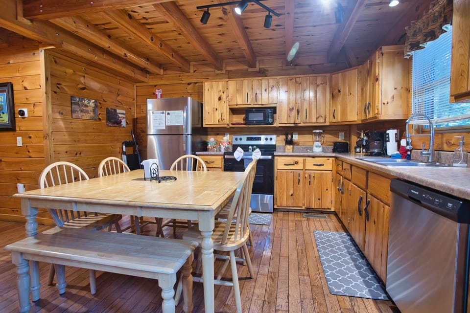Bon Appetit! Our kitchen table seats everyone comfortably
