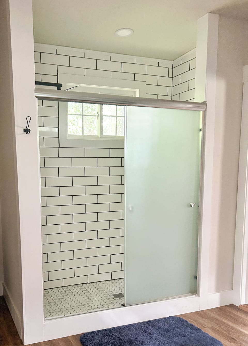 Spacious shower located in main bedroom