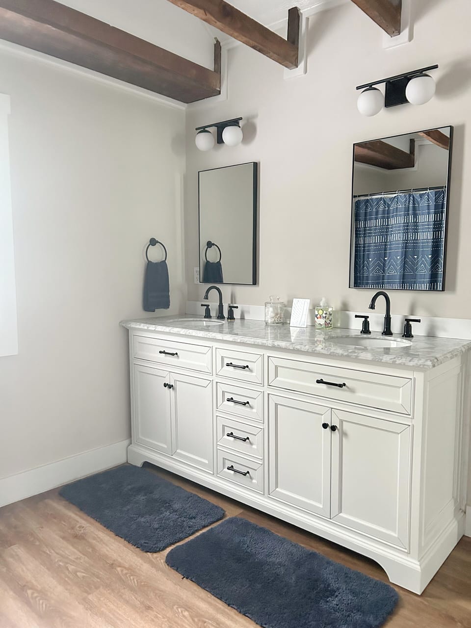 Double Sink vanity in shared full bathroom