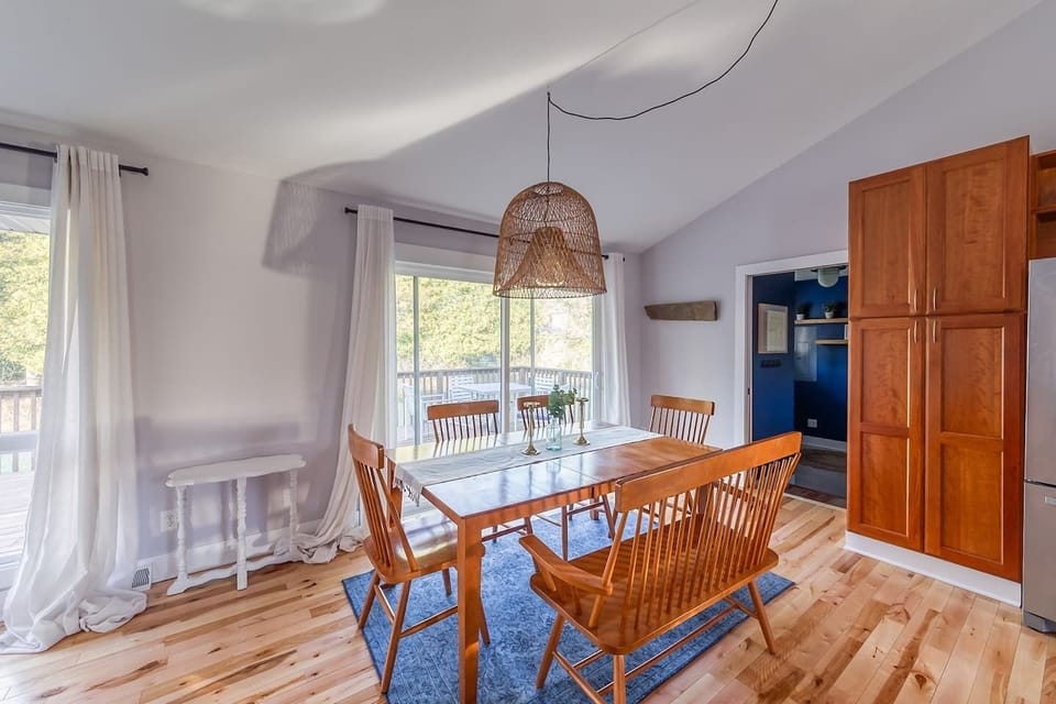 Enjoy family meals with beautiful views outdoors. Deer often visit!