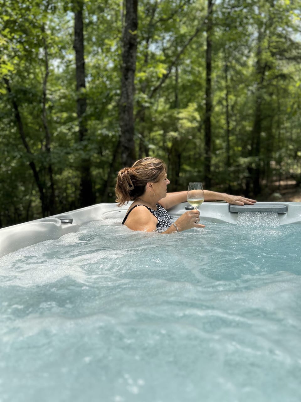Enjoy your private Hot Tub off your stone patio. 
