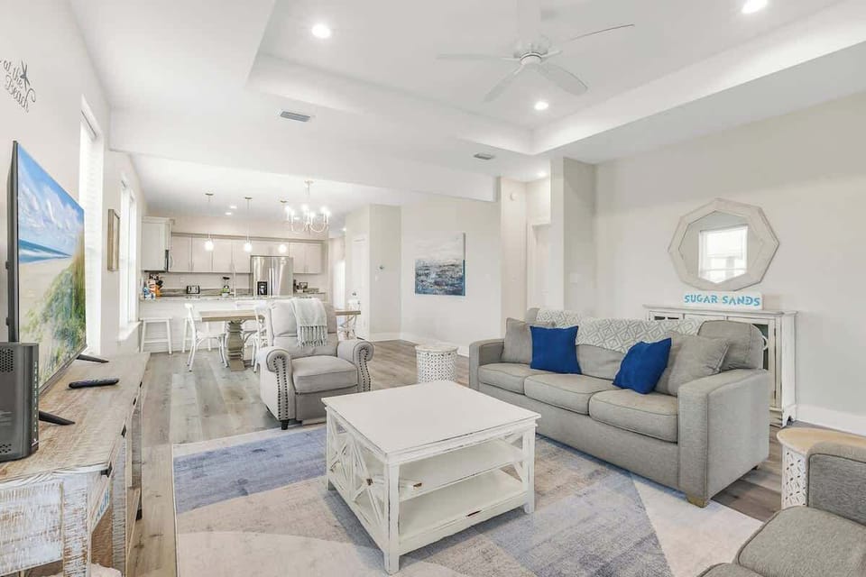 This is the definition of an open concept living room with space for everyone. 
