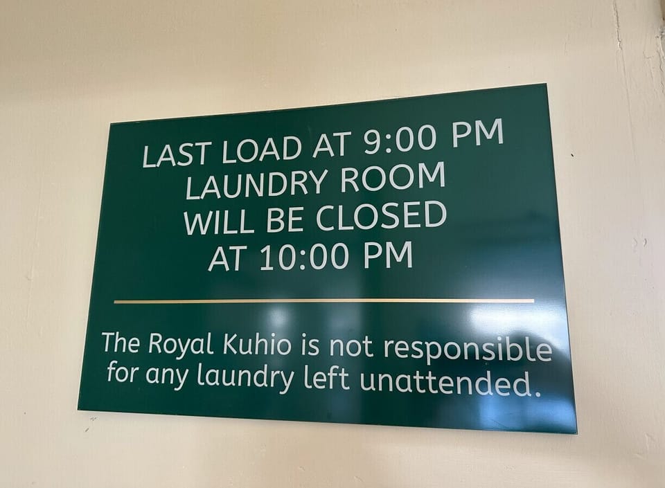 Laundry room hours: 7AM - 10PM