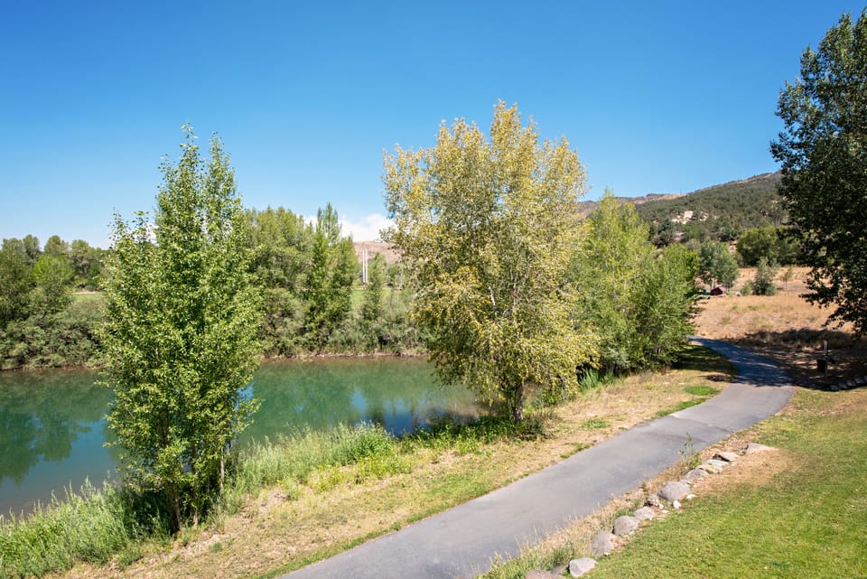 Walking path around lake
