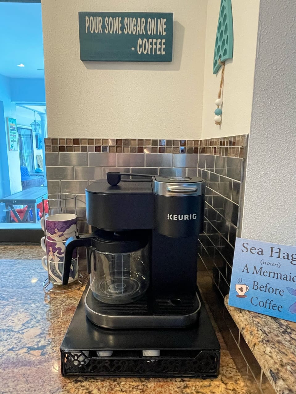 Most asked question... what type of coffee  maker.  We have both drip and cup