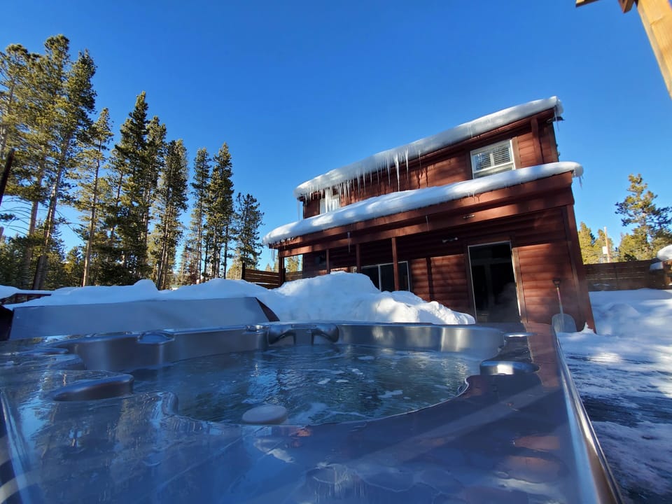 Hot tub in a winter wonderland.