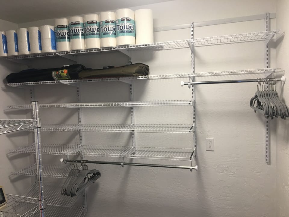 Abundant shelving in walk in closet.  2nd large closet in bedroom.