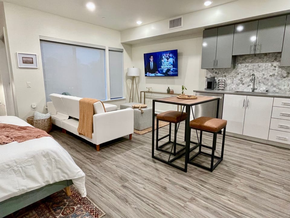 Large smart tv and quality hybrid sofa for your comfort