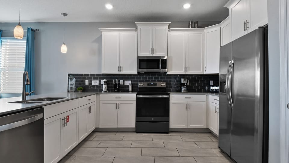Gorgeous Modern Kitchen with Coffeemaker, Toaster and Kitchen Starter Essentials