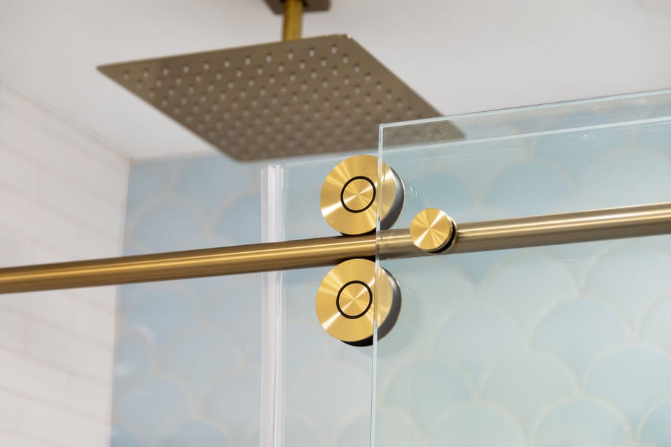 Bathroom 1 - Dual vanities. Stand up shower. Soaps provided. Bidet. 