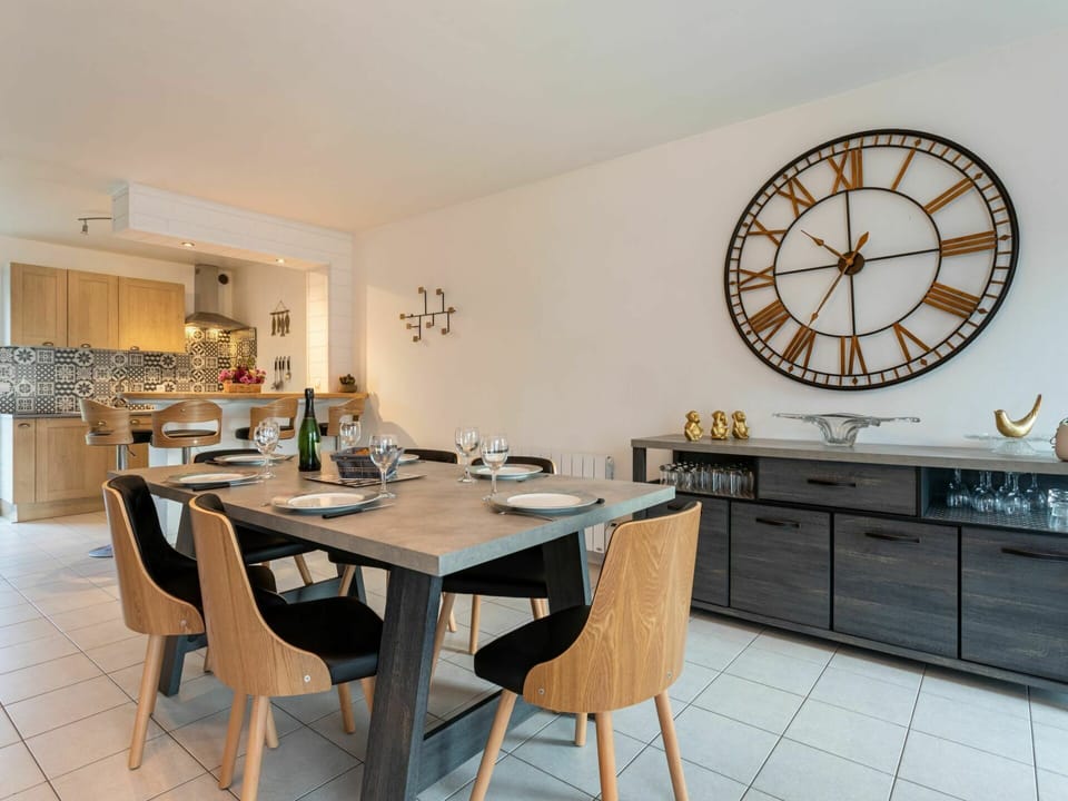 Table, Furniture, Cabinetry, Wood, Chair, Interior Design, Countertop, Flooring, Clock, Floor