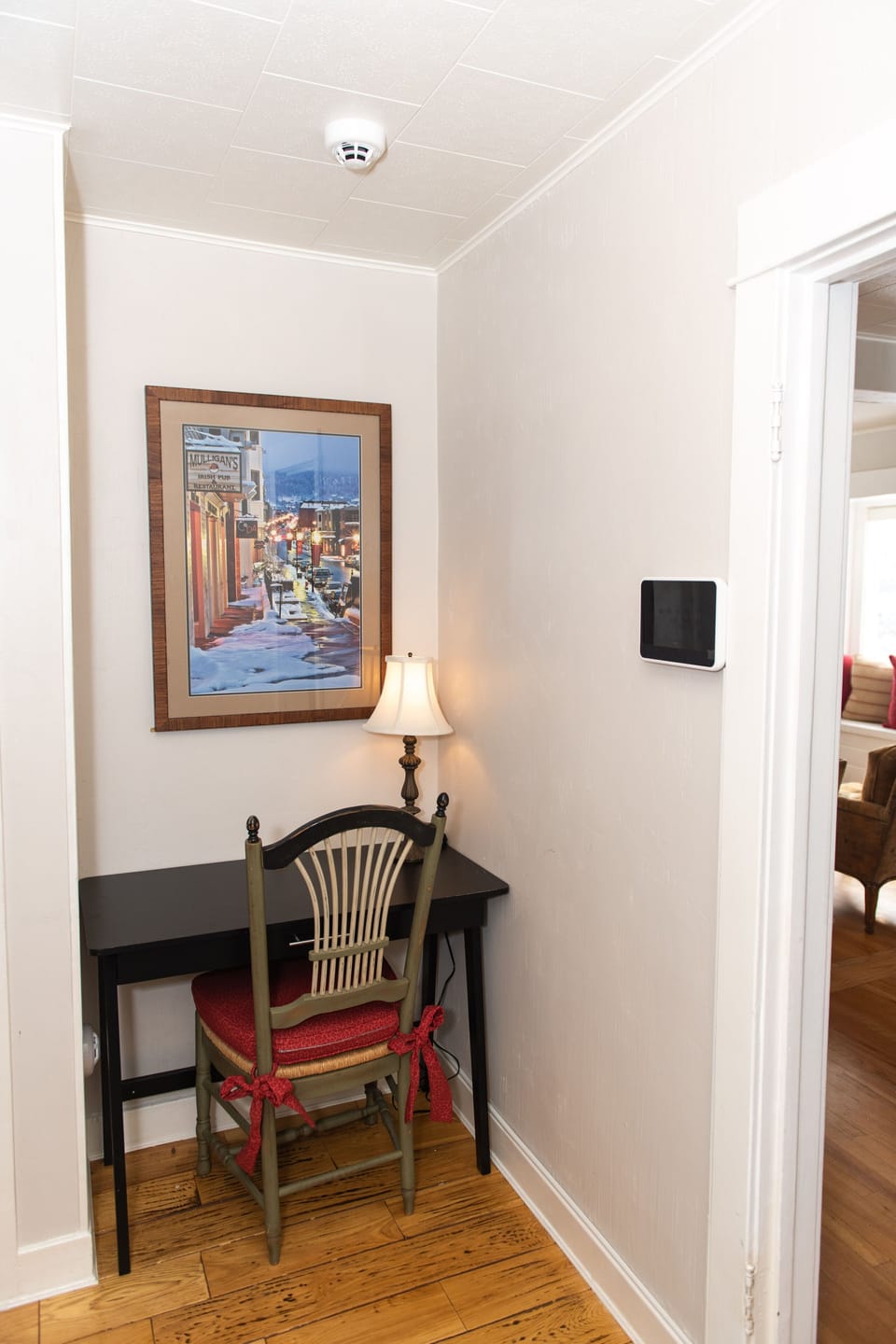 Tucked into a nook in the hallway is a cute workspace.  Perfect for an hour or two of catching up on emails or working from home.