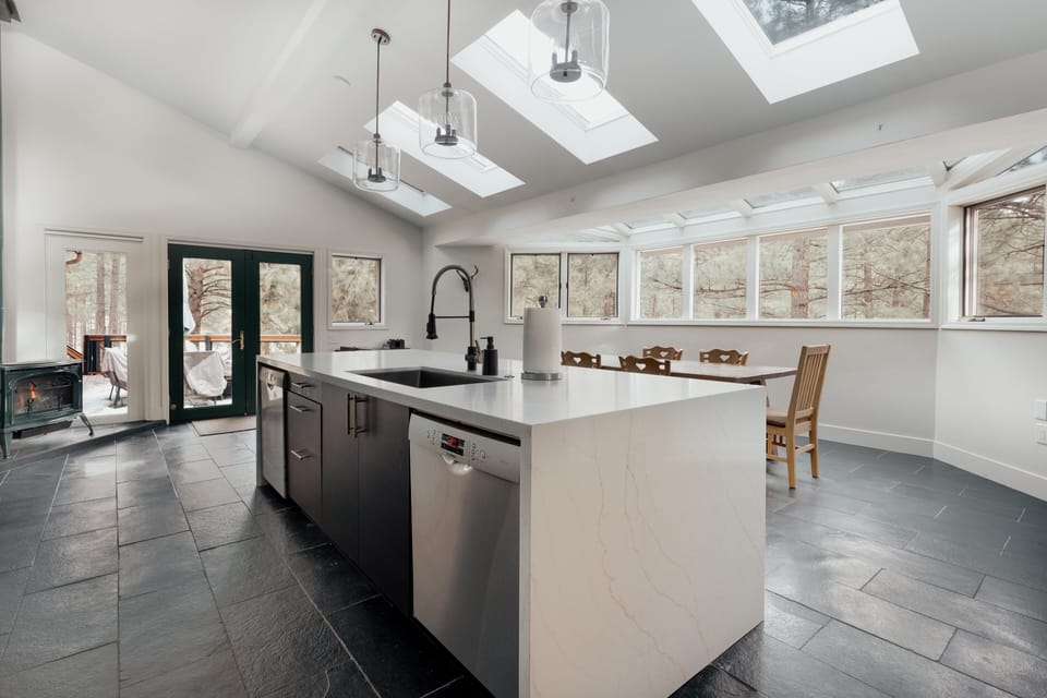 Huge Kitchen with Windows and Skylights
