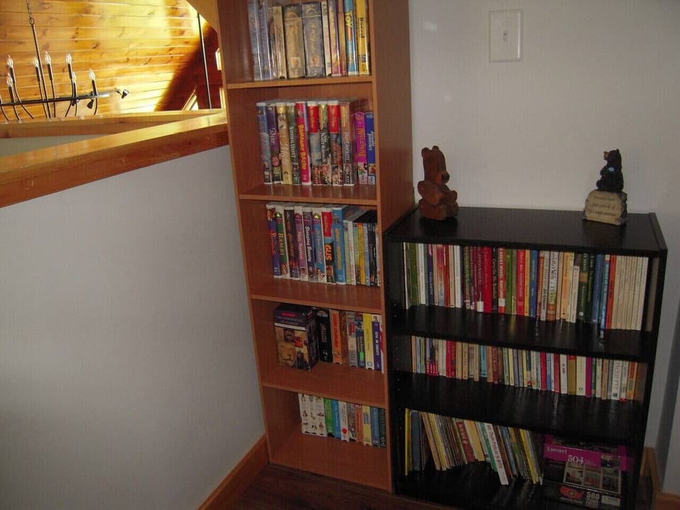 Kids corner with books, games and VHS