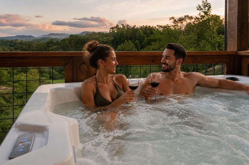 Hot tub is located on the lower level deck.