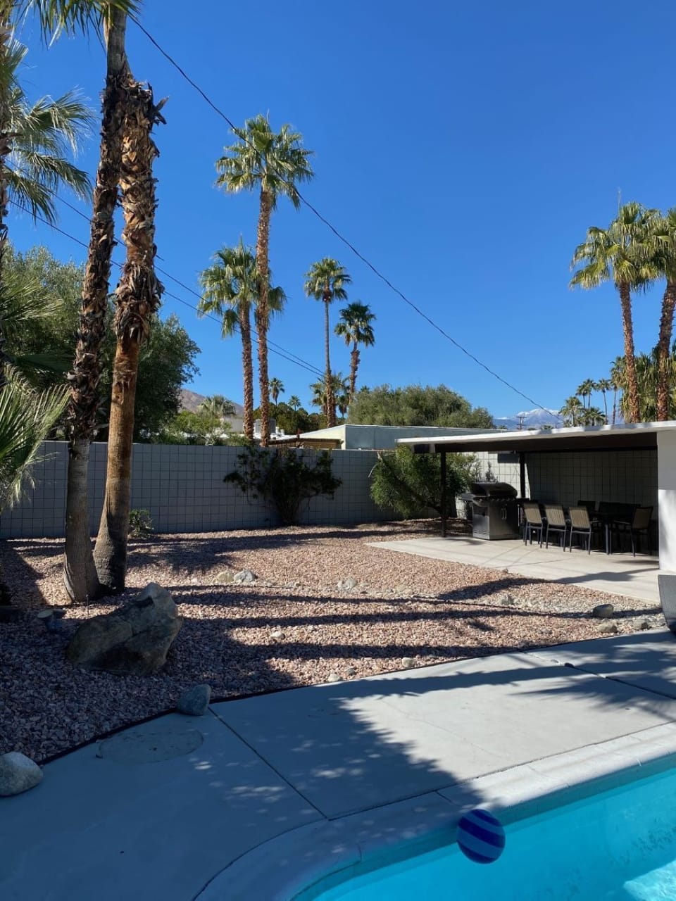 Back yard and covered dining area