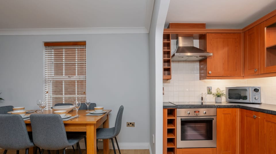This apartment offers a cohesive space from one room to another