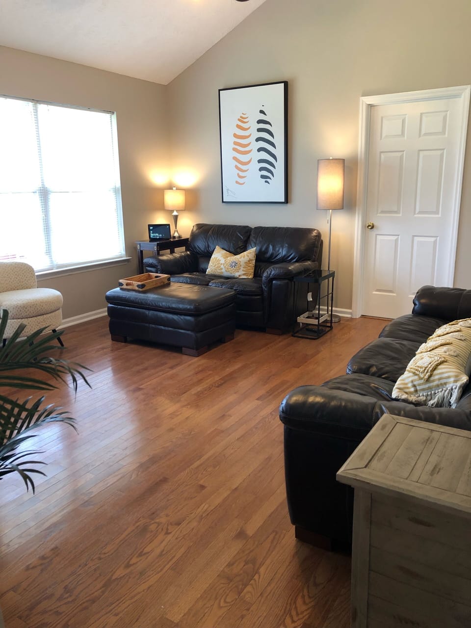 Living room with leather couches