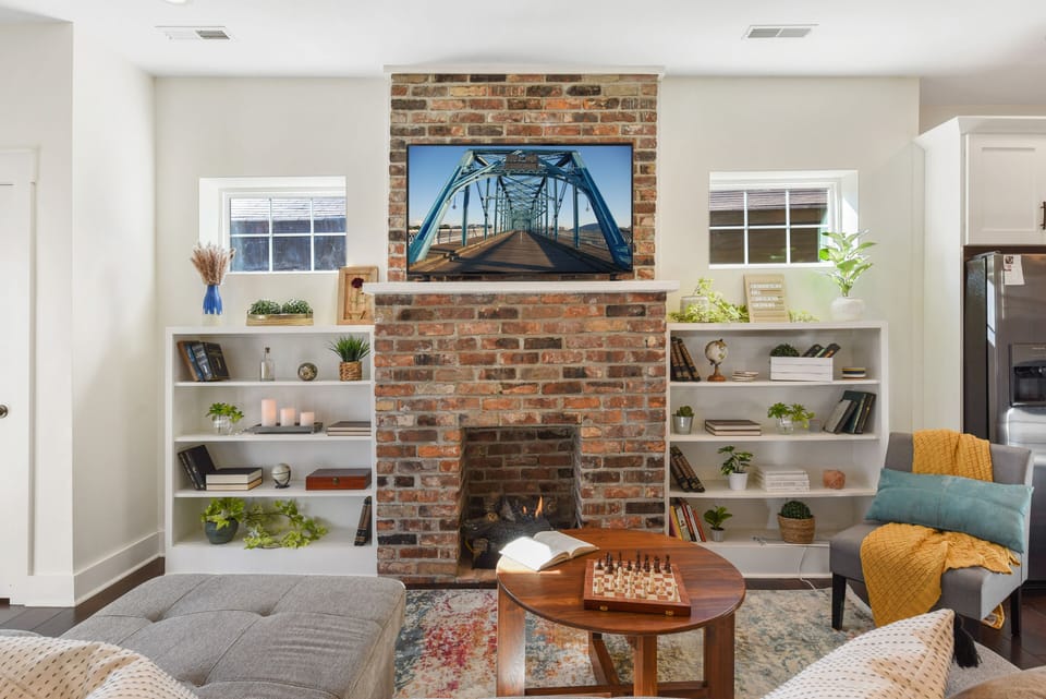 Cozy living room with gas fireplace