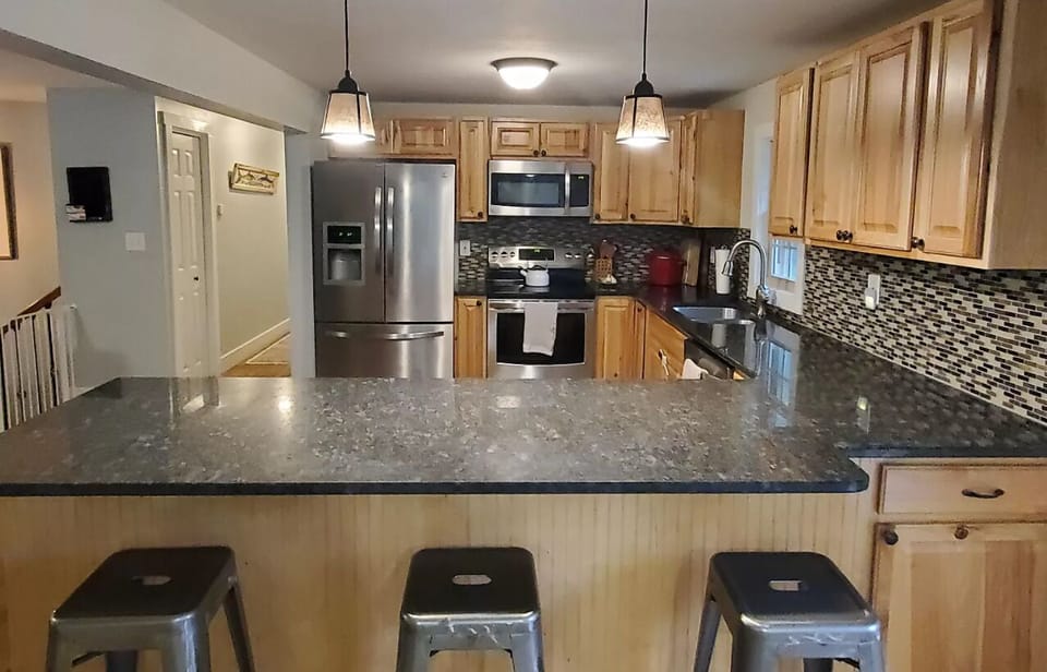 Large Kitchen will all amenities and gas fireplace.